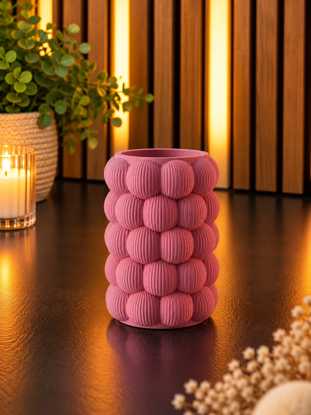 Bubble-Vase mit Rillenstruktur