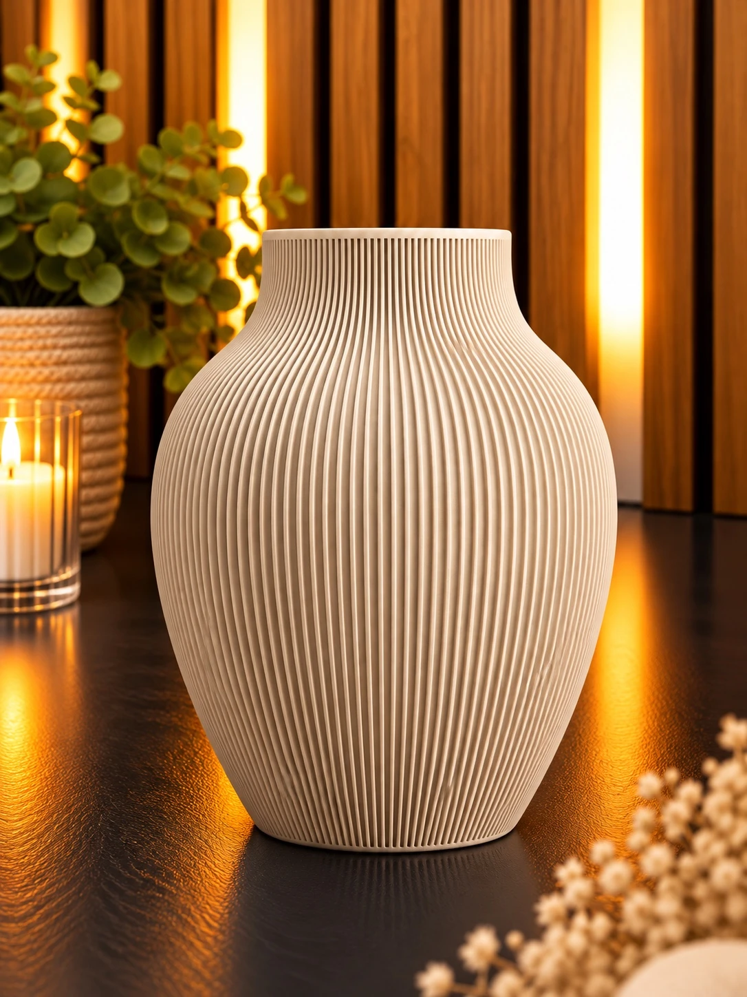 Bauchige Rillenvase